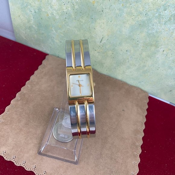 Folio Lady's Two Tone Gold and Silver Bangle Bracelet Watch - Picture 4 of 7